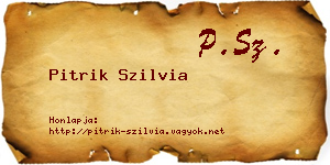 Pitrik Szilvia névjegykártya